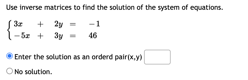 Solved Use inverse matrices to find the solution of the | Chegg.com