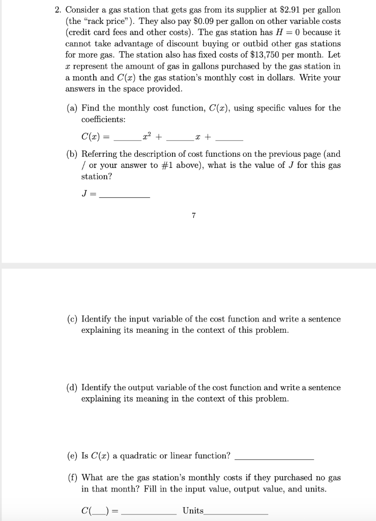 Solved 2. Consider a gas station that gets gas from its | Chegg.com