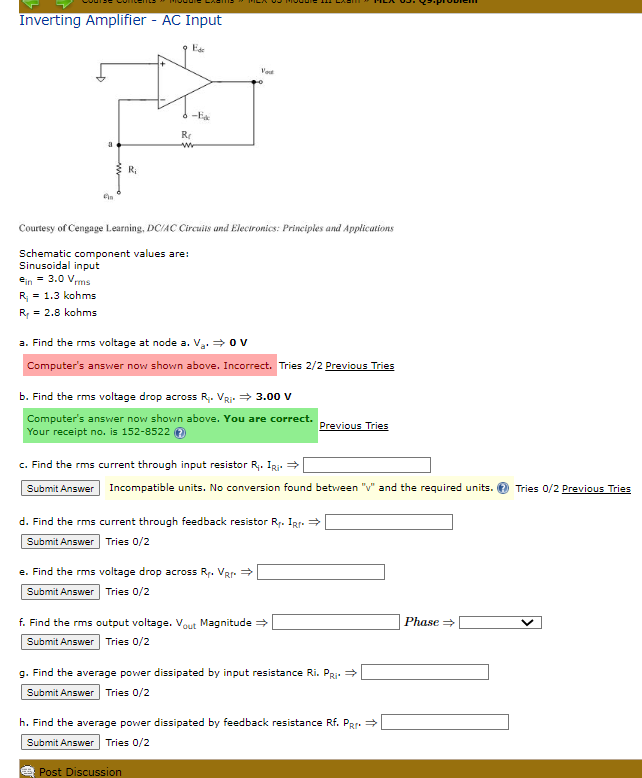 Solved Inverting Amplifier - AC Input Courtesy Of Cengage | Chegg.com ...