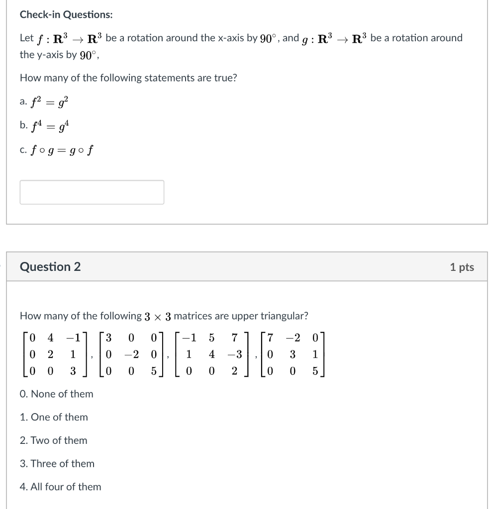 Solved Check-in Questions: Let f:R? → Rº be a rotation | Chegg.com
