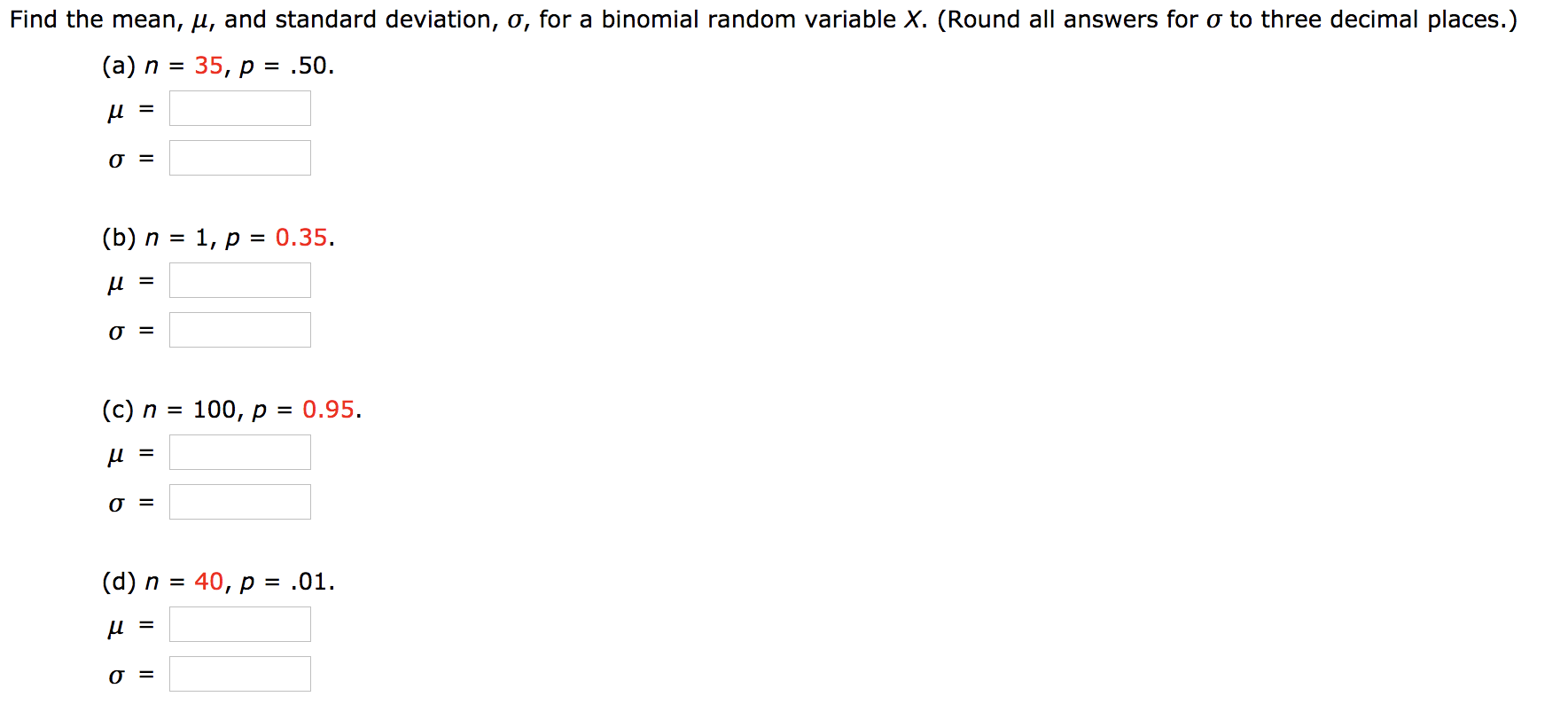 Solved For Each Of The Following Binomial Random Variable Chegg Com