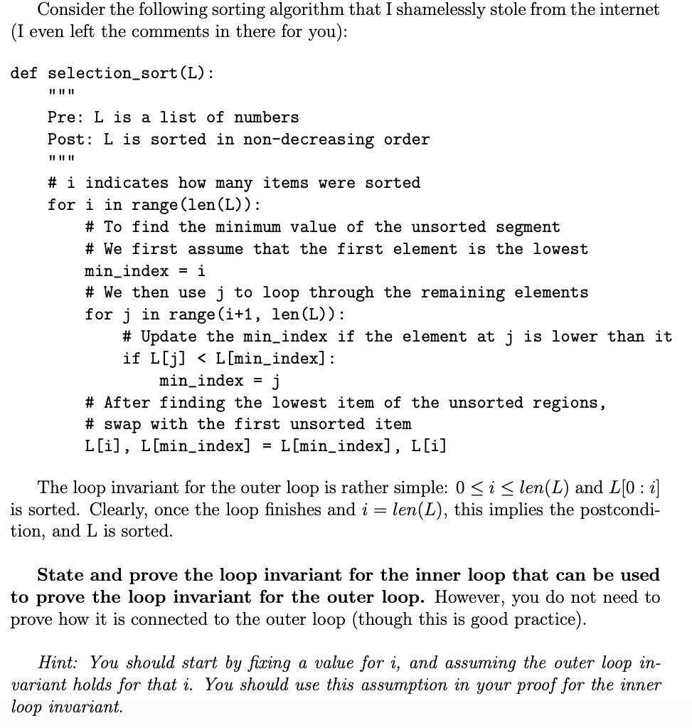 Solved Consider The Following Sorting Algorithm That I | Chegg.com