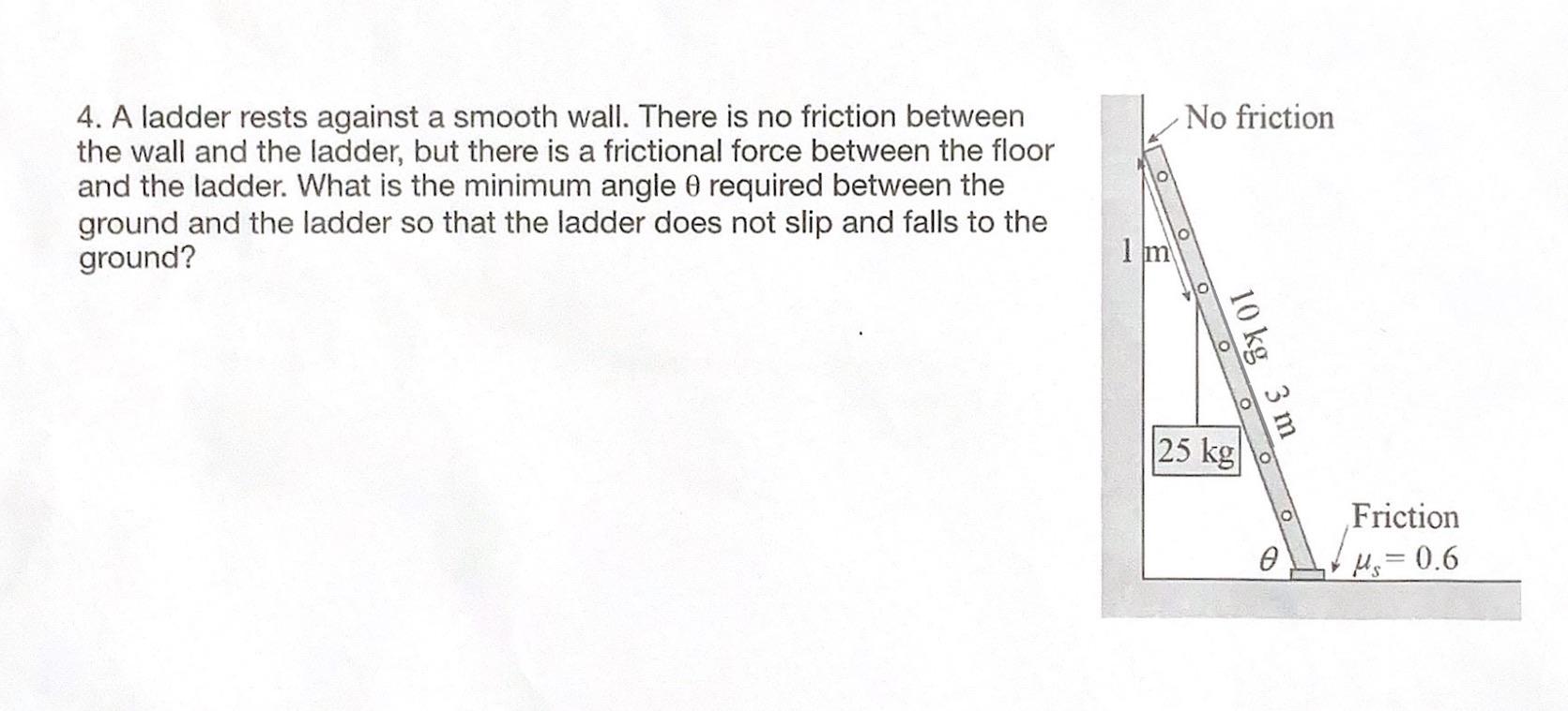 Solved 4. A ladder rests against a smooth wall. There is no | Chegg.com