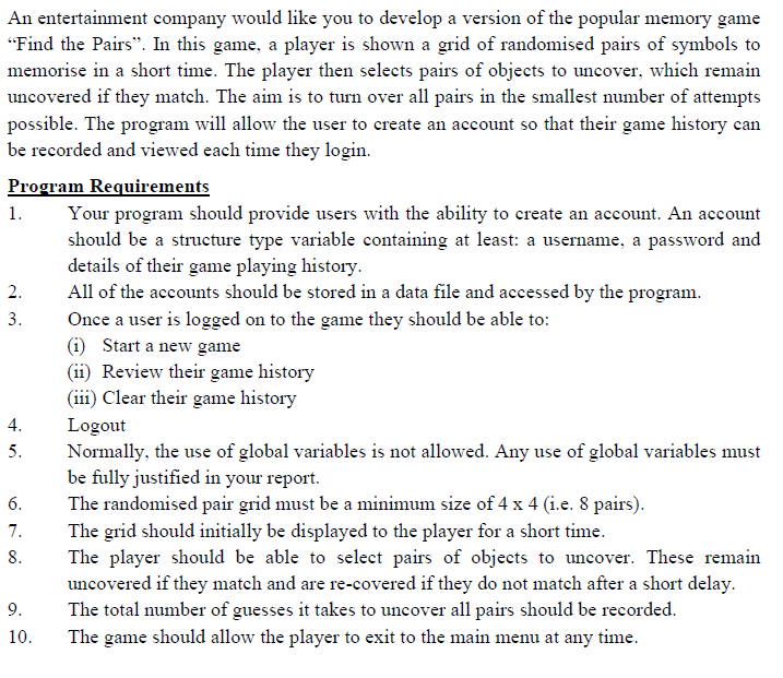 Write a C program regarding the pictures below, the | Chegg.com image.