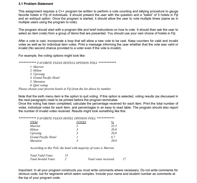 Solved 3.1 Problem Statement This assignment requires a C++ | Chegg.com