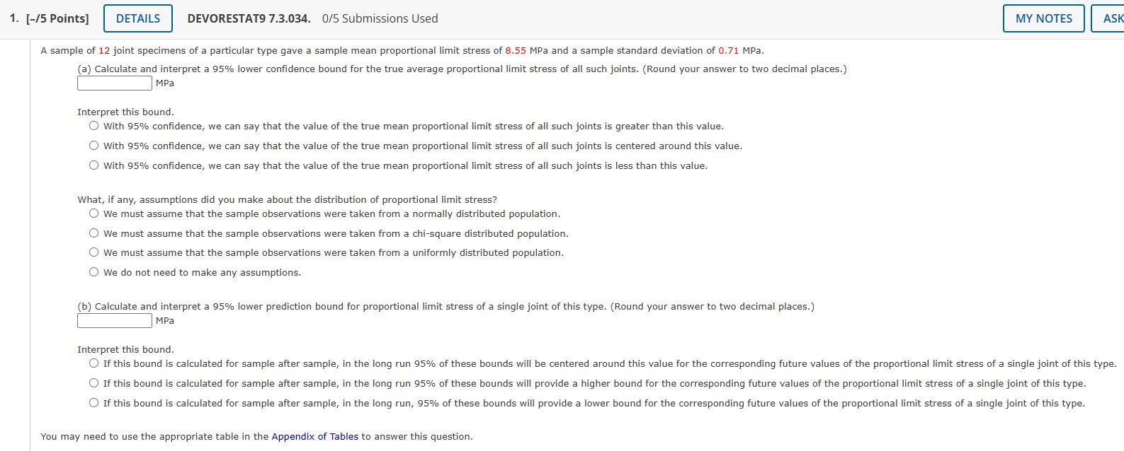 Solved A sample of 12 joint specimens of a particular type