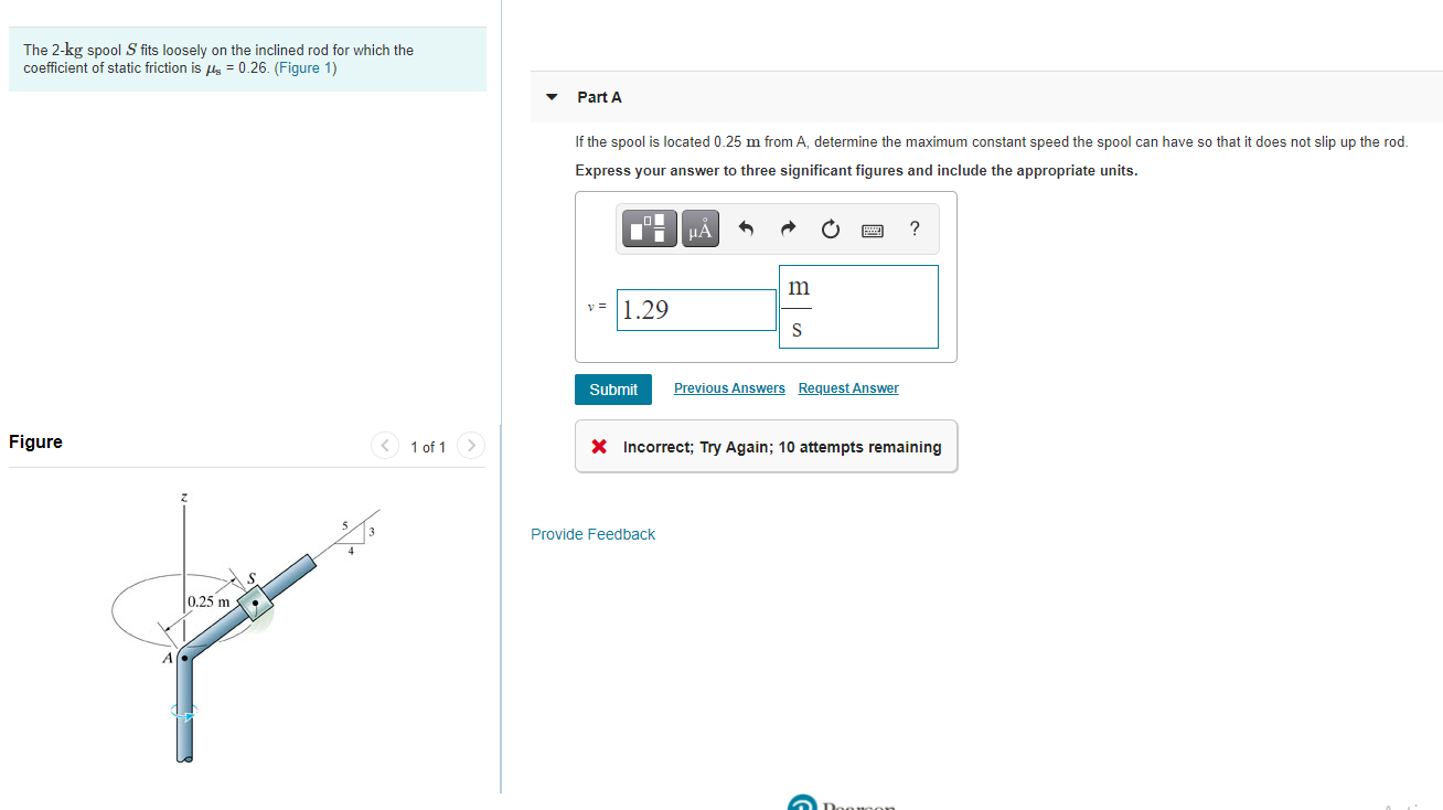 Solved The 2-kg spool S fits loosely on the inclined rod for | Chegg.com