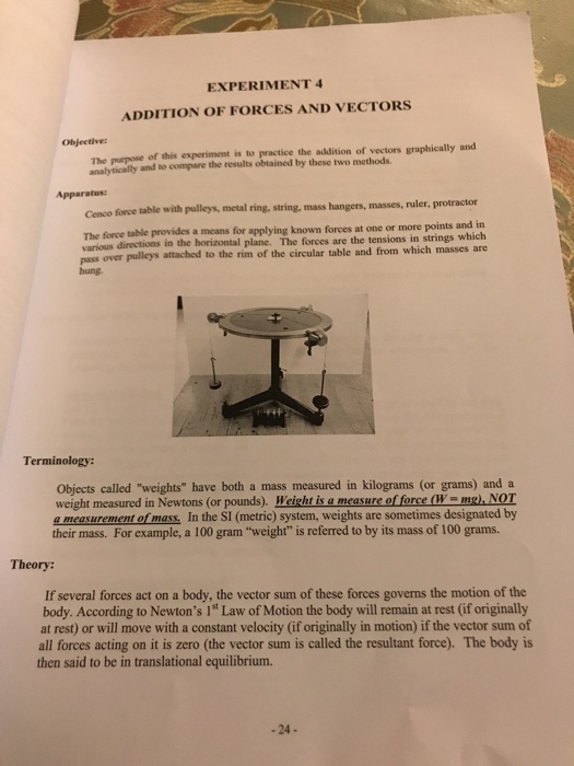 experiment 4 resolving and adding vectors vector addition lab answers