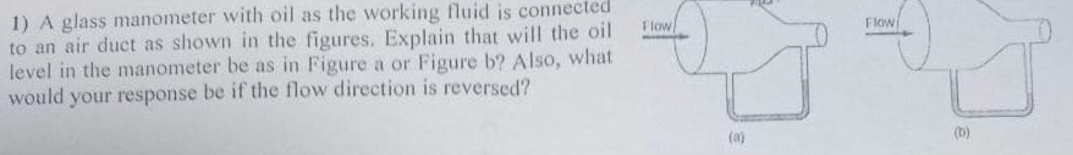 Solved Flow Flow 1) A glass manometer with oil as the | Chegg.com