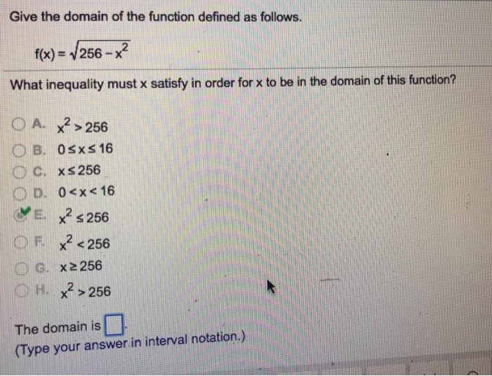 Solved Give the domain of the function defined as follows.
