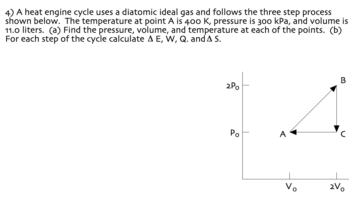 Solved 4) A heat engine cycle uses a diatomic ideal gas and | Chegg.com