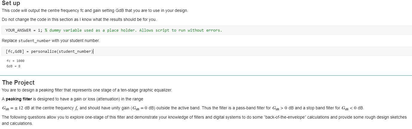 Set Up This Code Will Output The Centre Frequency Chegg Com