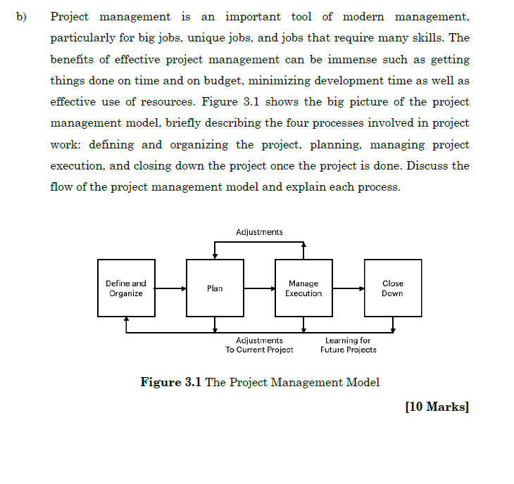 Solved B) Project Management Is An Important Tool Of Modern | Chegg.com