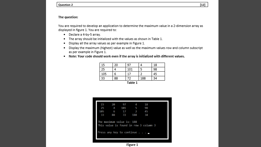 Solved Question 2 [12] The question: You are required to | Chegg.com