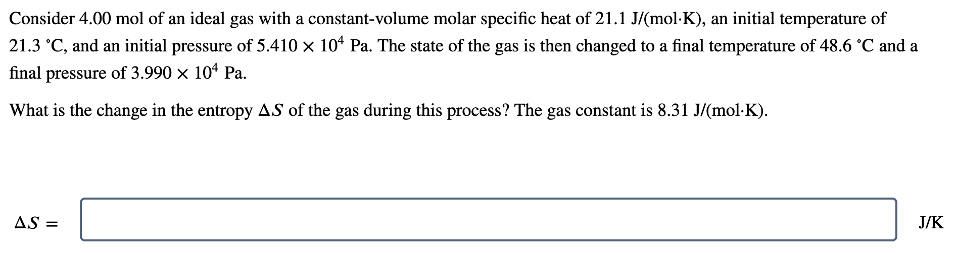 Solved Consider 4.00 mol of an ideal gas with a | Chegg.com