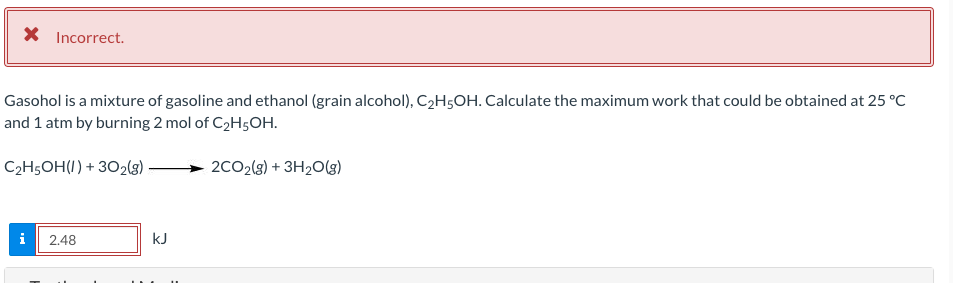 Gasohol is a mixture of gasoline and ethanol (grain alcohol), \( \mathrm{C}_{2} \mathrm{H}_{5} \mathrm{OH} \). Calculate the 