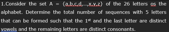 Solved 1. Consider The Set A = {a,b,c,d,...,x,y,z} Of The 26 | Chegg.com