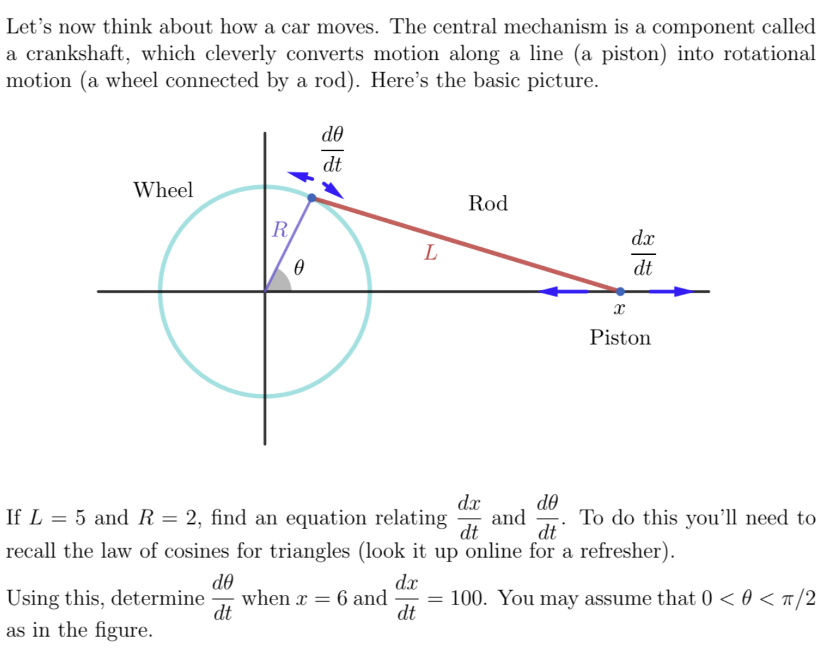 Solved If L=5 ﻿and R=2, ﻿find an ﻿equation relating dxdt