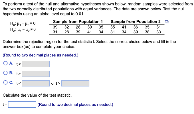 Solved To perform a test of the null and alternative | Chegg.com