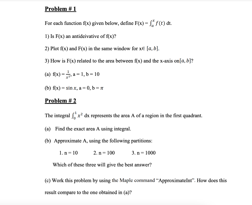 Solved Please do these problems in Maple and attach | Chegg.com