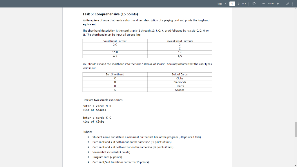 Solved Pago 0 Zoom Task 5 Comprehensive 15 Points Chegg Com