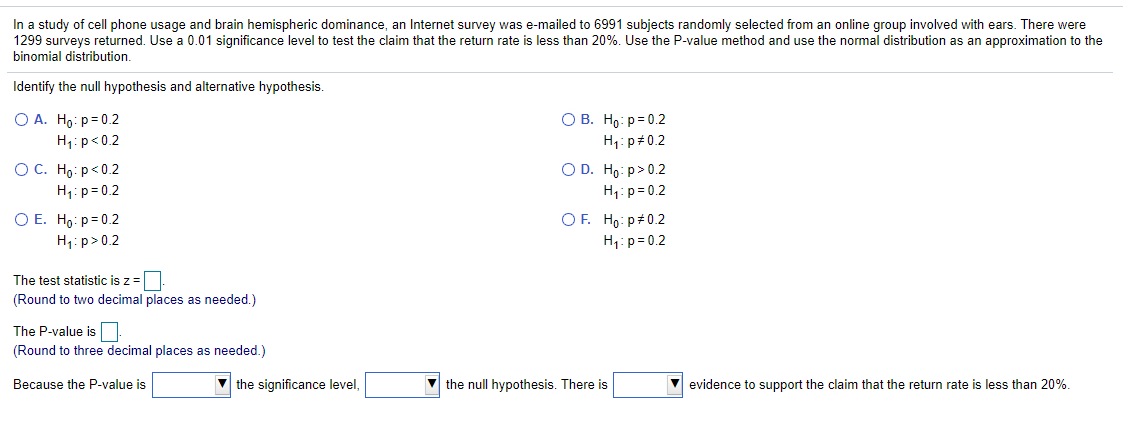 Solved The First drop down options are: Greater than, less | Chegg.com