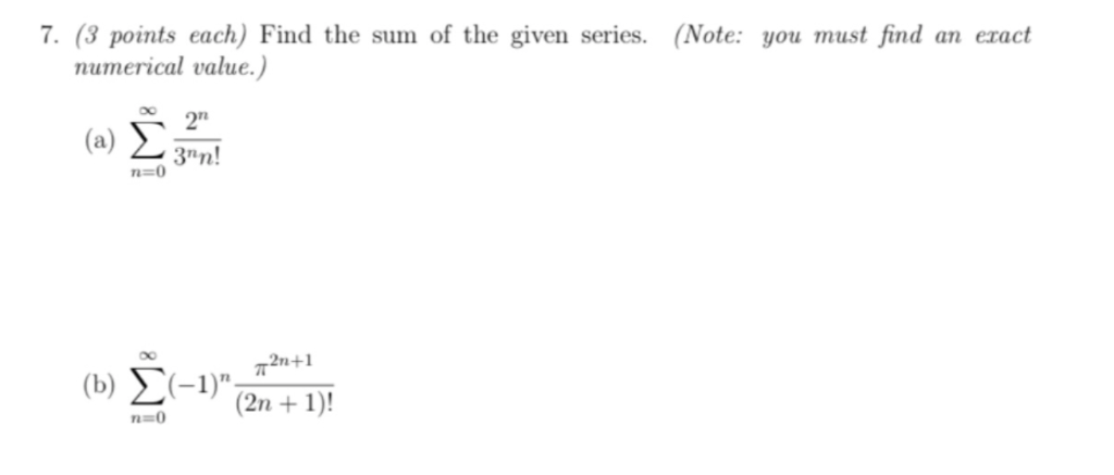 Solved 7 3 Points Each Find The Sum Of The Given Series 4506