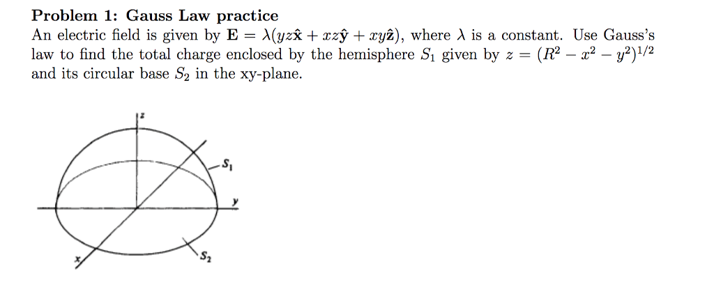 Solved Problem 1: Gauss Law practice An electric field is | Chegg.com