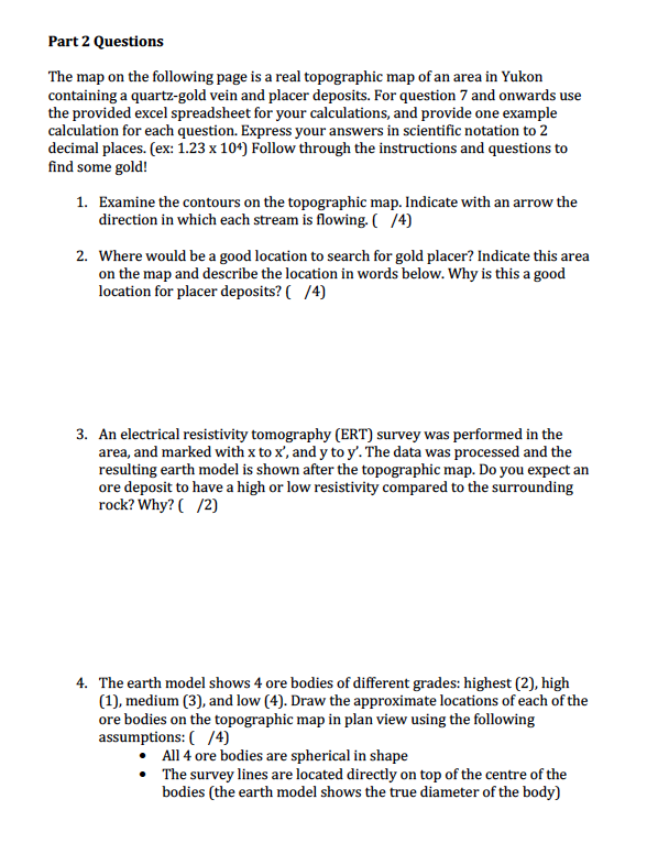 Solved Part 2 Questions The map on the following page is a | Chegg.com