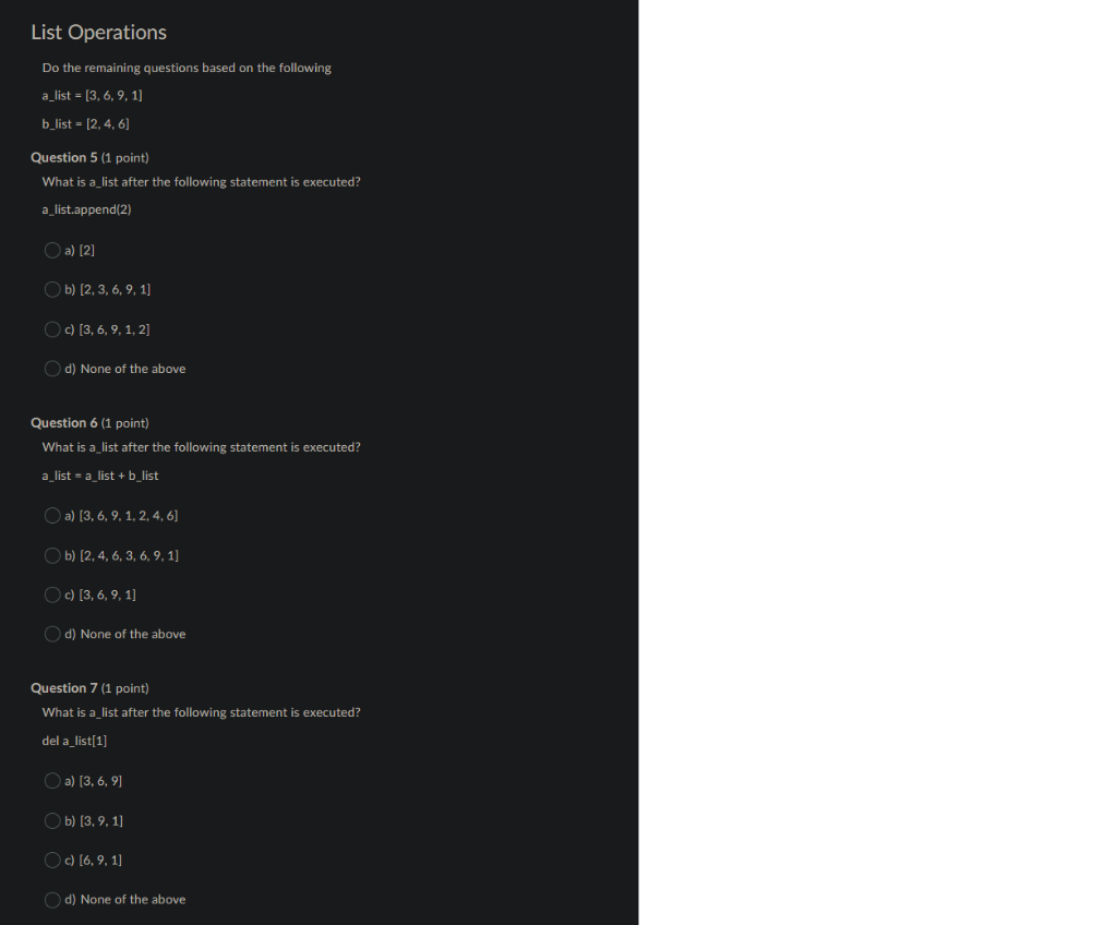 Solved List Operations Do the remaining questions based on | Chegg.com