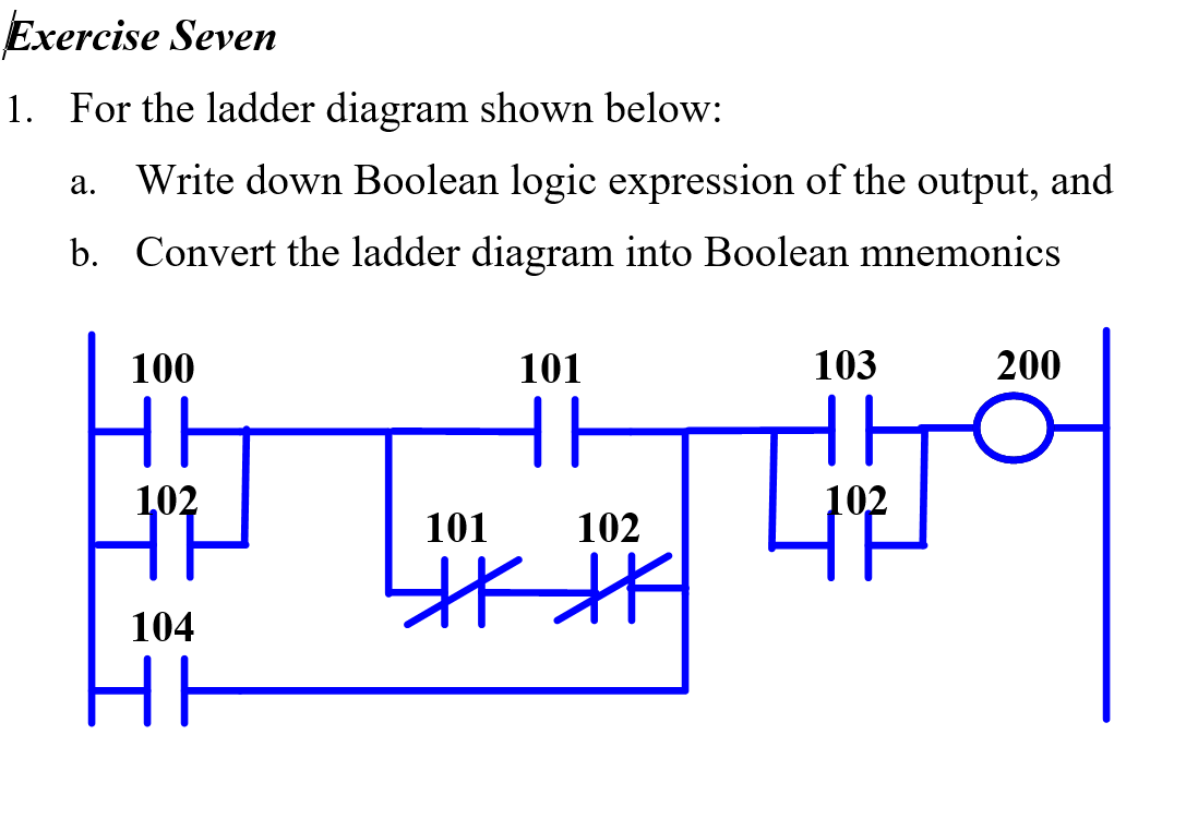 Solved Exercise Seven 1. For the ladder diagram shown below: | Chegg.com
