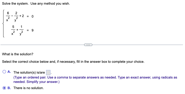 Solved Solve the system. Use any method you wish. | Chegg.com