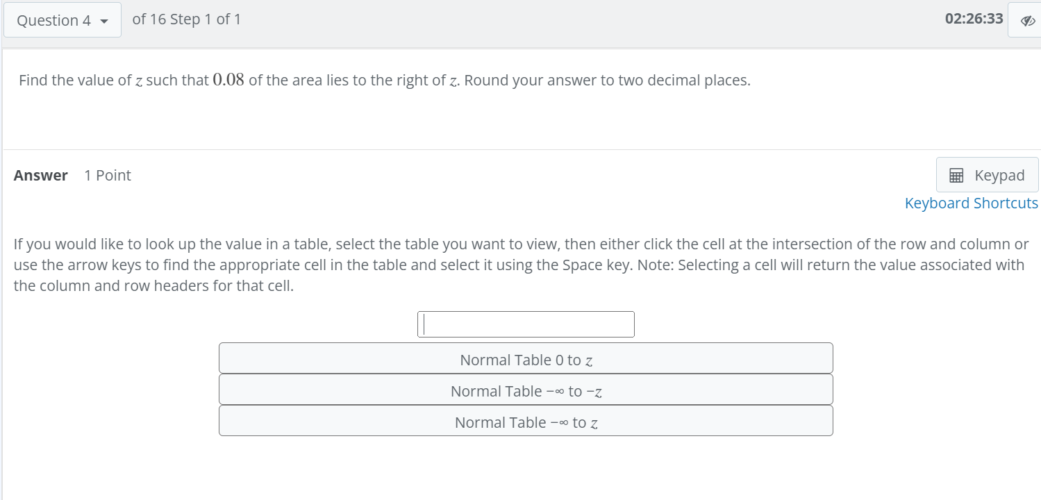 Solved Find the value of z such that 0.08 of the area lies Chegg