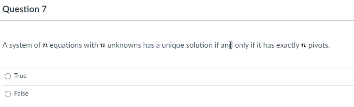 Solved Question 7 A system of n equations with n unknowns | Chegg.com