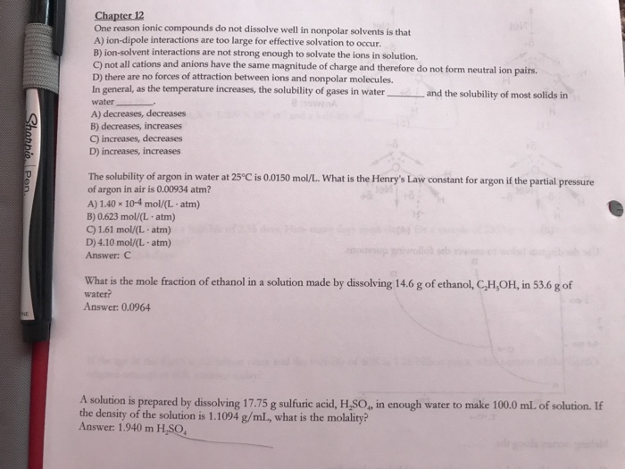 Solved Chapter 12 reason ionic compounds do not dissolve | Chegg.com