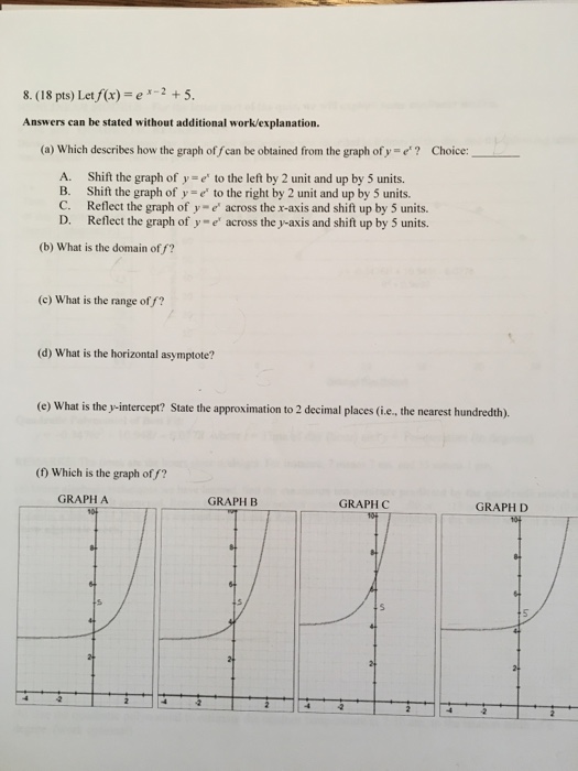 Solved Let f(x) = e^x 2 + 5. Which describes how the