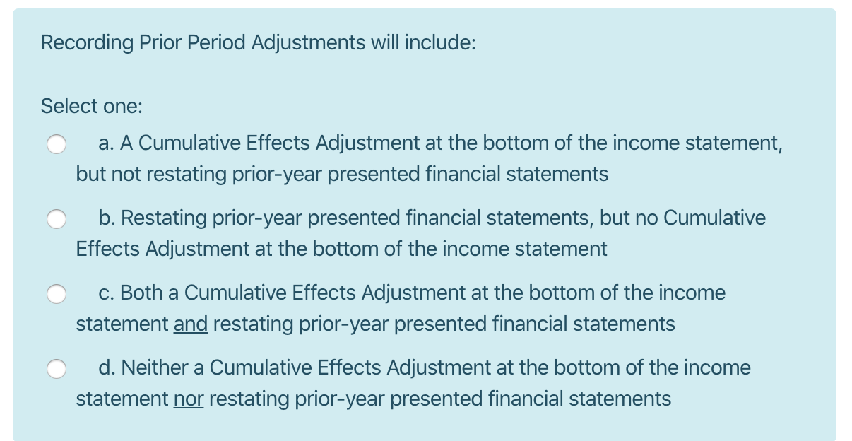 Recording Prior Period Adjustments will include