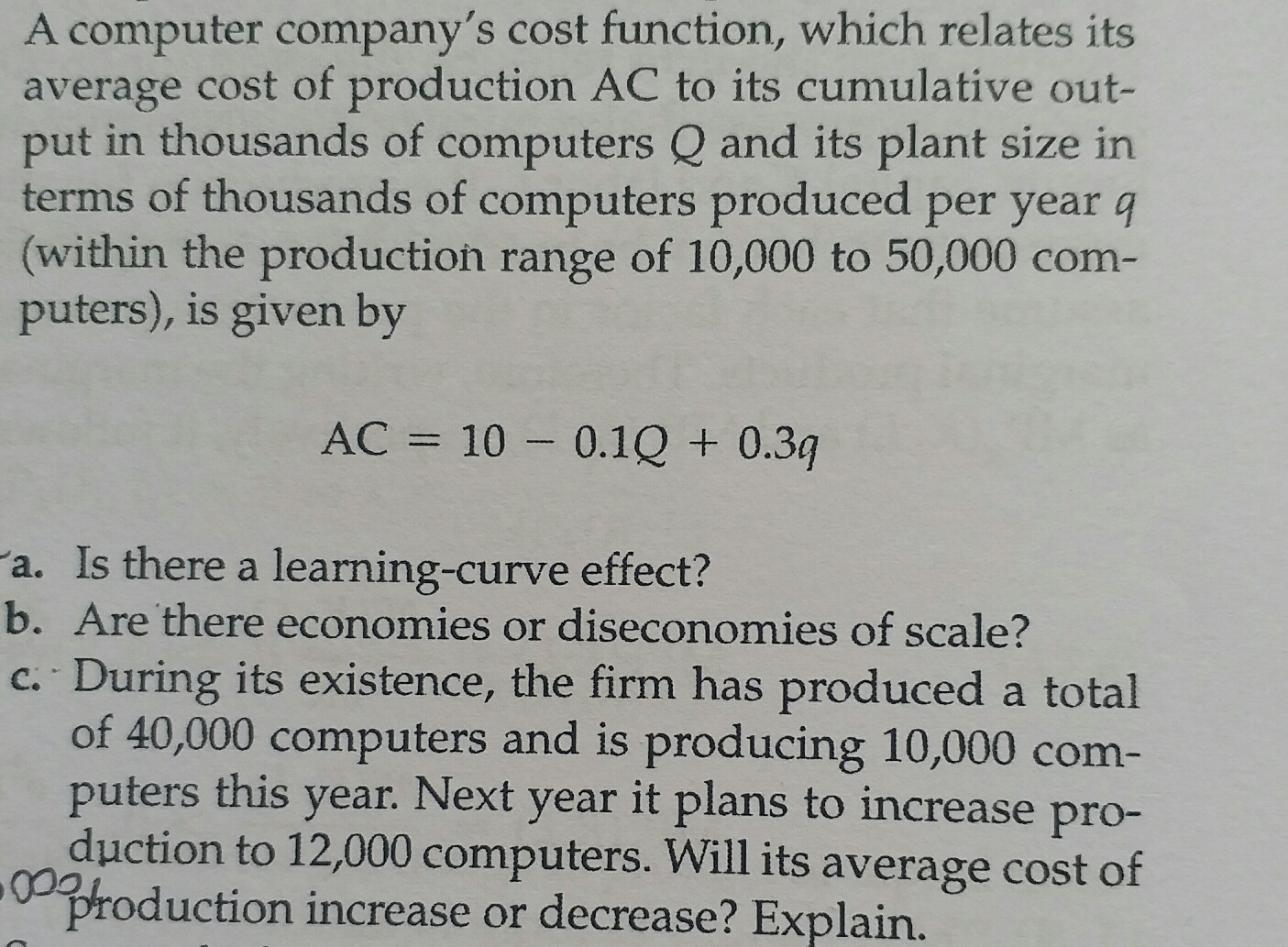 Solved A computer company's cost function, which relates its | Chegg.com