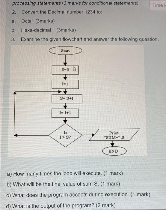 Solved processing statements+3 marks for conditional | Chegg.com