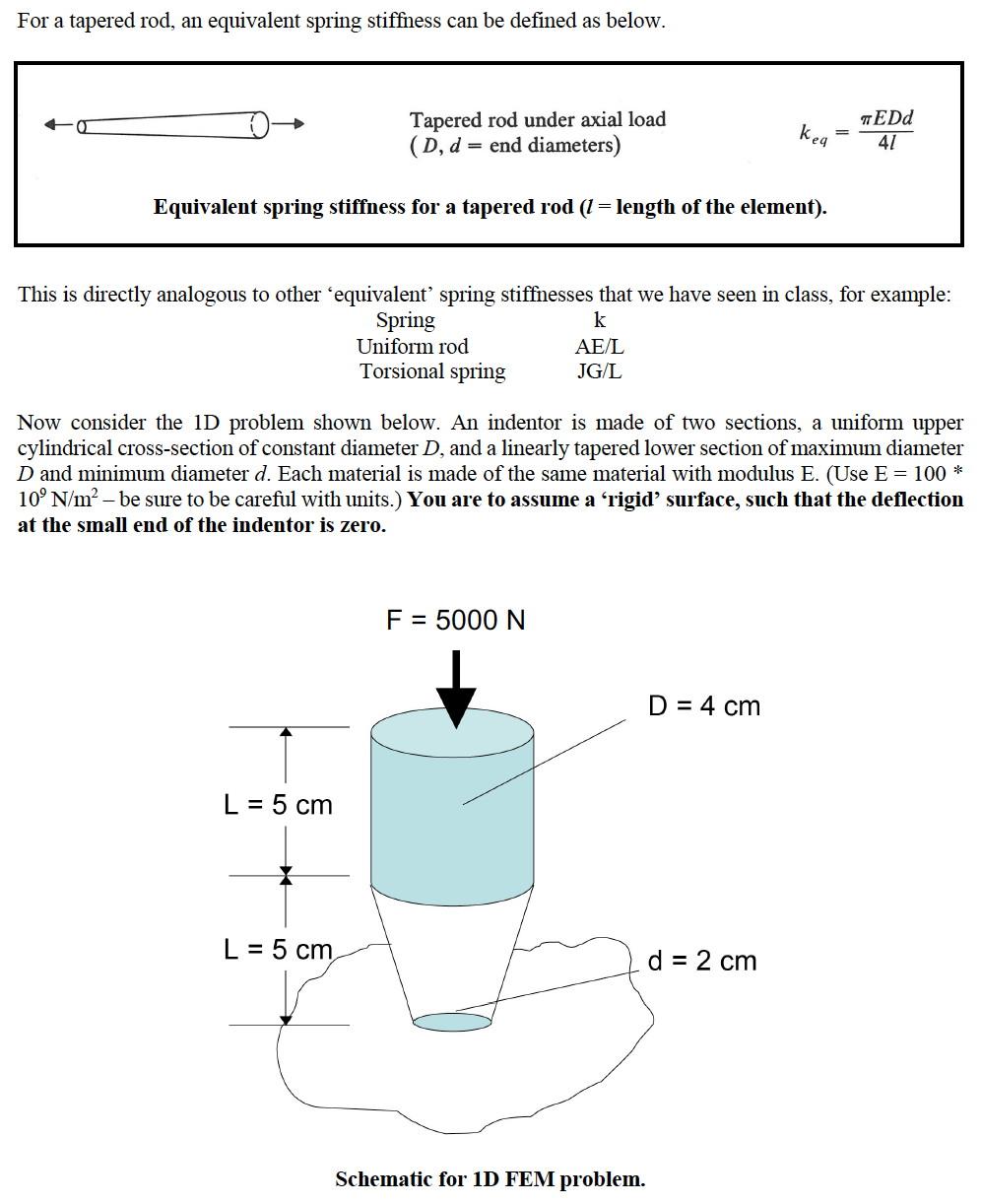 Solved For a tapered rod, an equivalent spring stiffness can