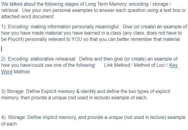 memory encoding storage retrieval