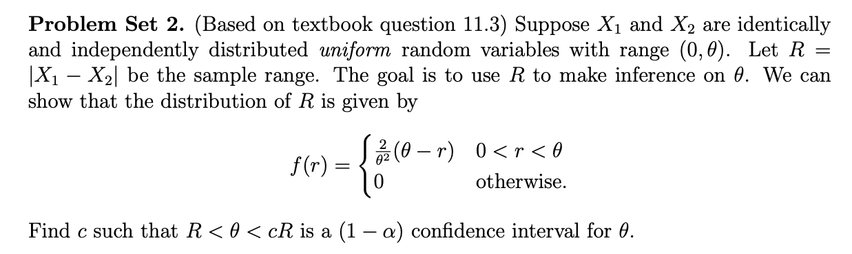 Solved Problem Set 2. (Based on textbook question 11.3) | Chegg.com