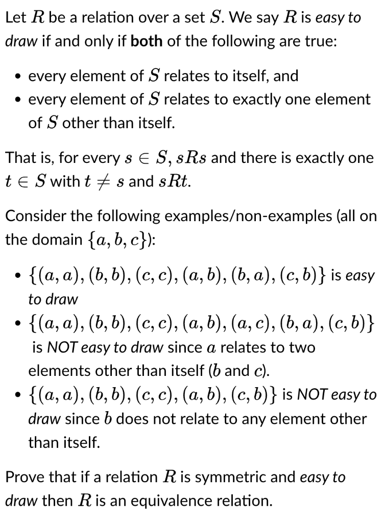 Solved Let R Be A Relation Over A Set S. We Say R Is Easy To | Chegg.com