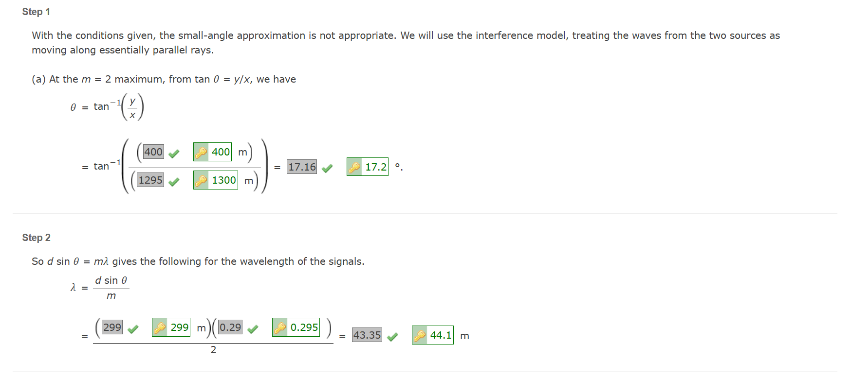 Solved Two radio antennas separated by d=299 m, as shown in