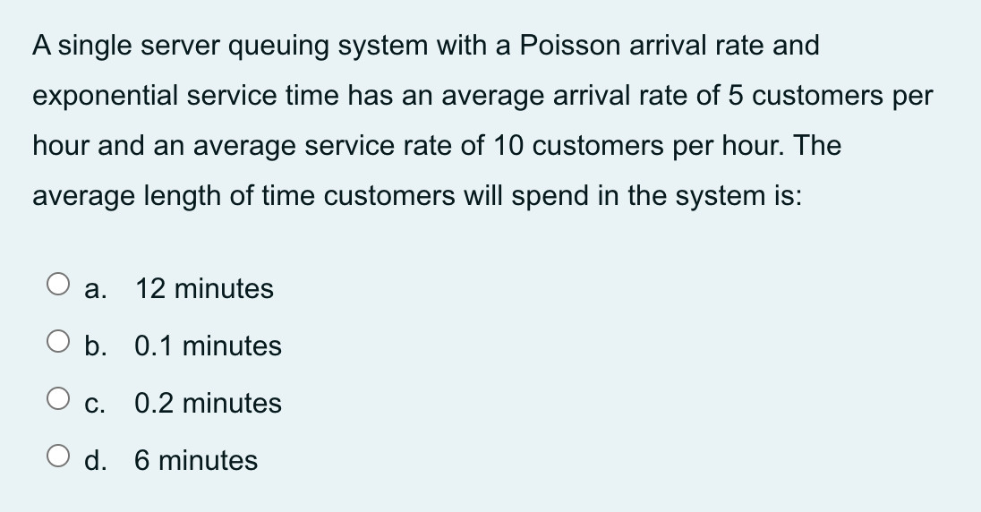 Solved A single server queuing system with a Poisson arrival