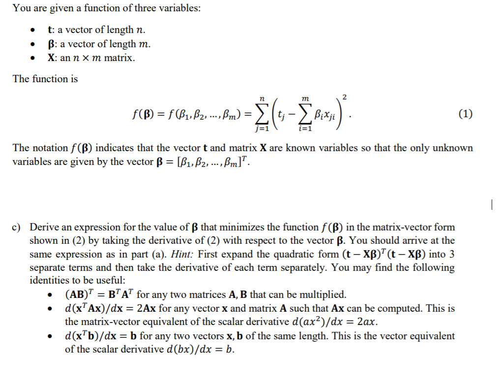 Solved You Are Given A Function Of Three Variables T A Chegg Com