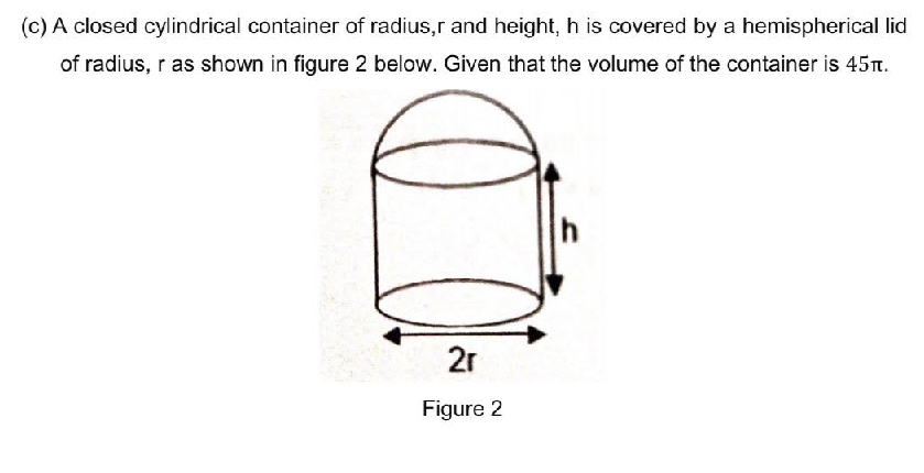 Solved (c) A closed cylindrical container of radius,r and | Chegg.com