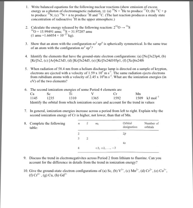 Solved Write balanced equations for the following nuclear | Chegg.com