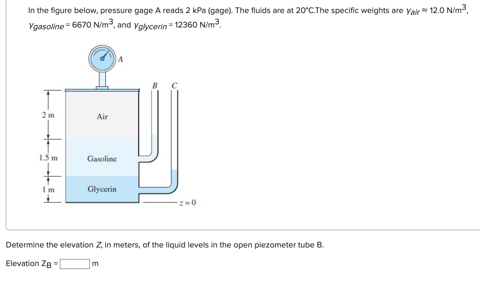 Solved In the figure below, pressure gage A reads 2kPa | Chegg.com