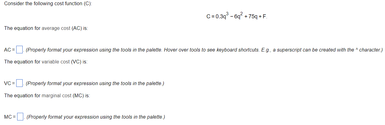 Solved Consider the following cost function (C) : | Chegg.com